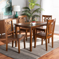 Baxton Studio Luisa-Walnut-5PC Dining Set Baxton Studio Luisa Modern and Contemporary Transitional Walnut Brown Finished Wood